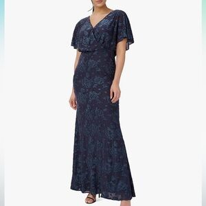 Adrianna Papell Women's Burnout Velvet Gown navy blue